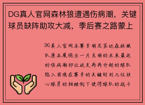 DG真人官网森林狼遭遇伤病潮，关键球员缺阵助攻大减，季后赛之路蒙上阴影 - 副本